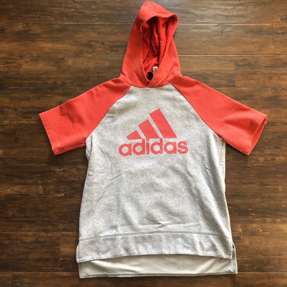 Adidas Short Sleeve Hoodie Sweatshirt | Size Medium